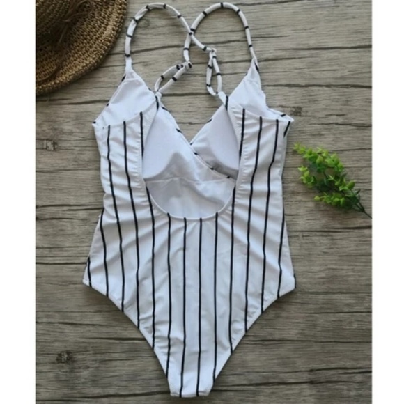 Summer SALE!!! Stripped Wrap Onepiece Swimsuit - Picture 3 of 6